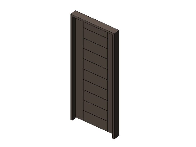 entry door solid wood with grooves Revit family 3d