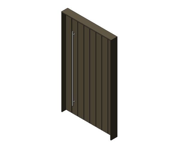 pivot door entry with vertical grooves revit family 3d