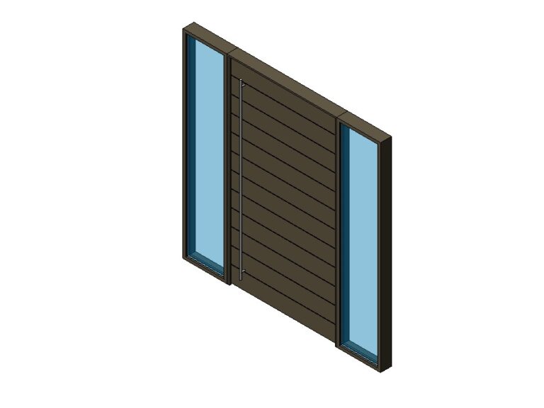 pivot door with two sidelights parametric revit family 3d