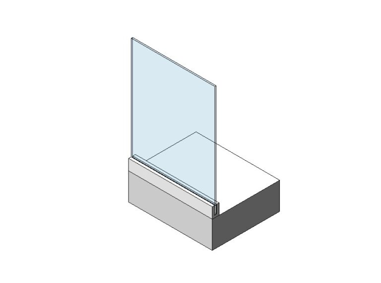 frameless glass railing aluminum shoe topbase revit family 3d view