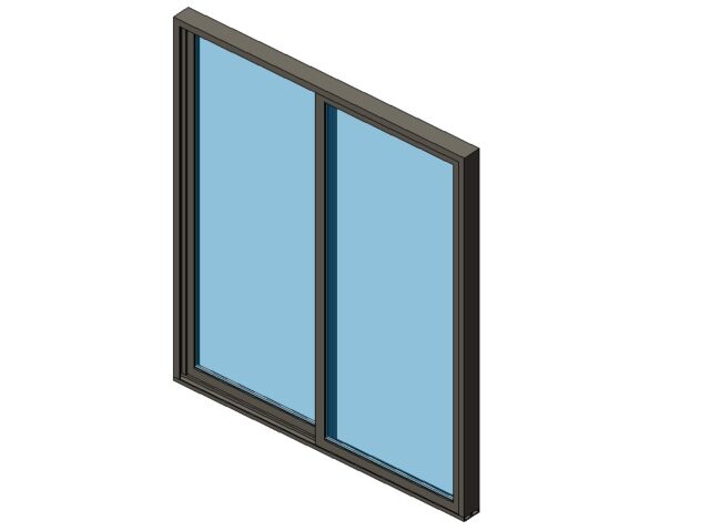 sliding door two panel generic revit family 3d view