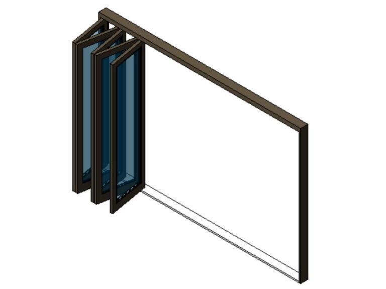 exterior folding bifold glass door multiple panels revit family 3d view