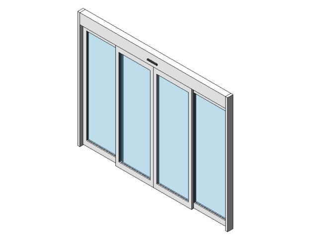 automatic sliding door double for curtain wall revit family 3d view