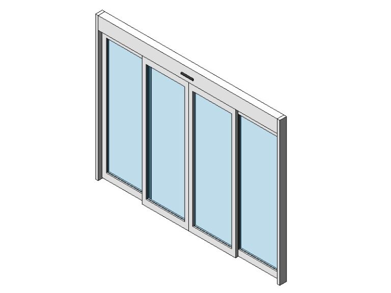 automatic sliding door double for curtain wall revit family 3d view