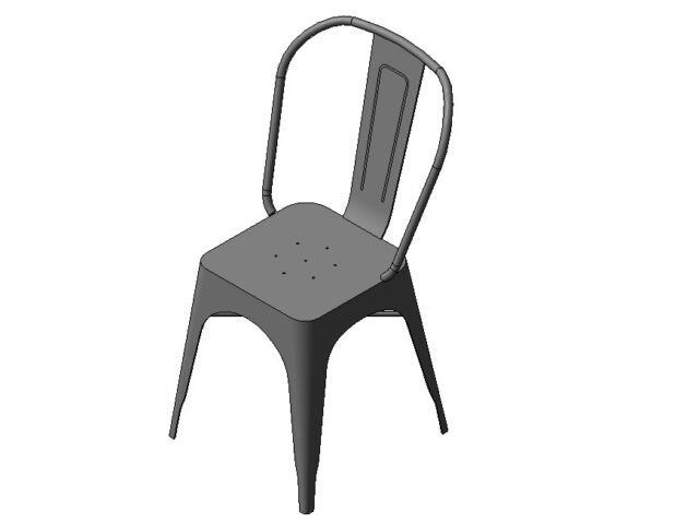 bistro restaurant chair tolix style metal revit family 3d view