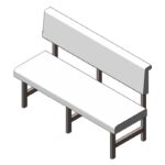 dining bench bistro restaurant wood fabric revit family 3d view