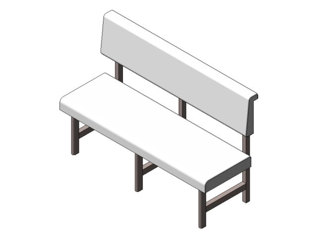dining bench bistro restaurant wood fabric revit family 3d view