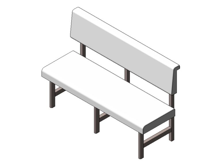 dining bench bistro restaurant wood fabric revit family 3d view