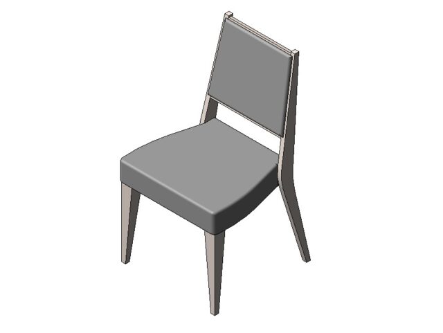 dining chair wood legs fabric seat simple revit family 3d view