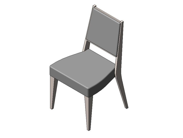 dining chair wood legs fabric seat simple revit family 3d view