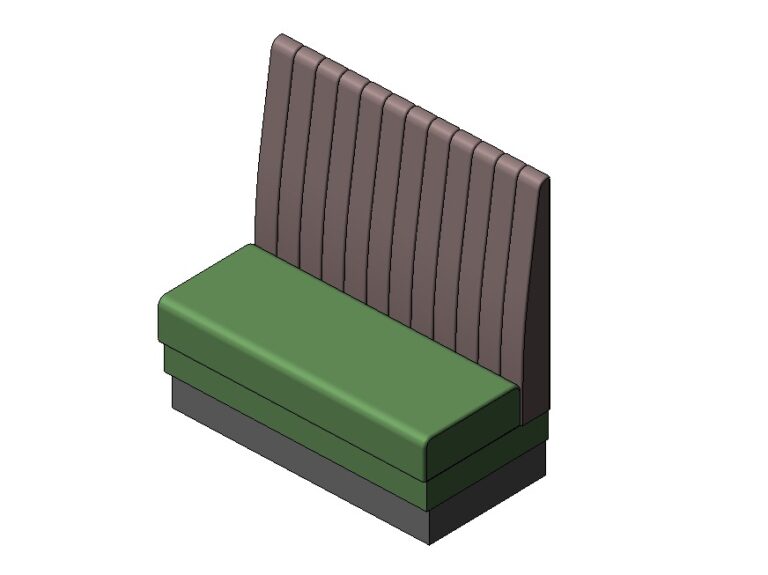 restaurant bistro booth bench back channel classic revit family 3d view