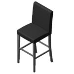 bar stool chair cushioned seat & back four legs revit family 3d view