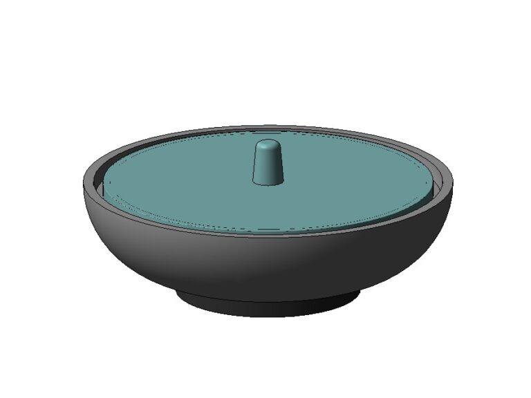 foutain round bowl landscape revit family 3d view 2