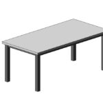 table four legs simple wood metal parametric revit family 3d view