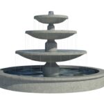 water fountain three tier garden lanscape revit family 3d rendering