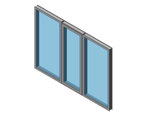 3 Panel Window Central Casement Aluminum Frame