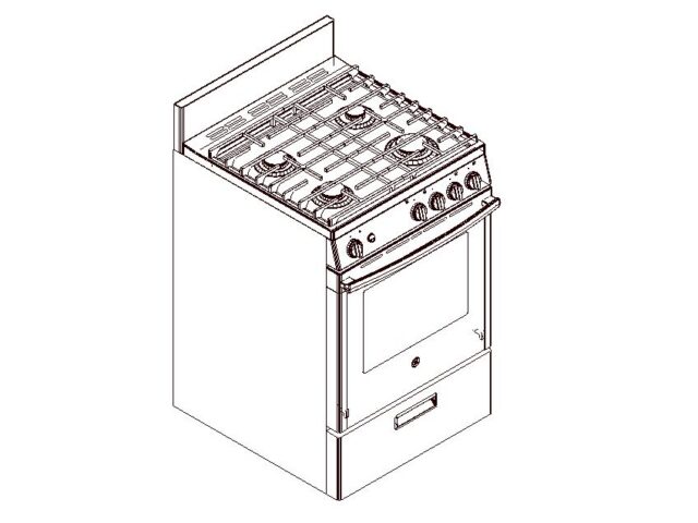 Gas range 24 in 4 Burners