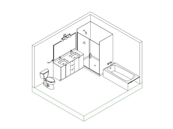 Bathroom Model Shower Tub Vanity Toilet 01