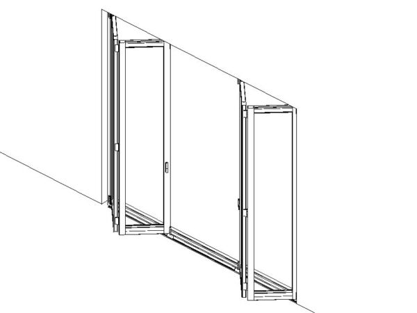 Bifold Door 4 Panels Glass and Metal Frame