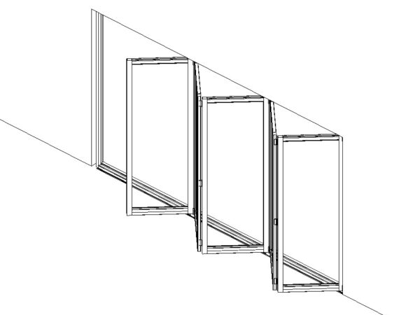 Bifold Door 5 Panels Glass and Metal Frame