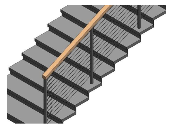 Cable Railing with Round Posts Revit family | BIM Library
