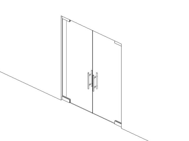 Glass Door Frameless Double w Patch Rail