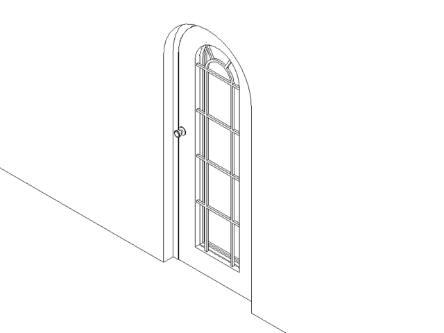 Arched Single Door Glass & Wood