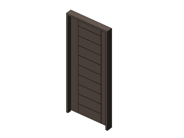Entry Solid Wood Door with Horizontal Grooves