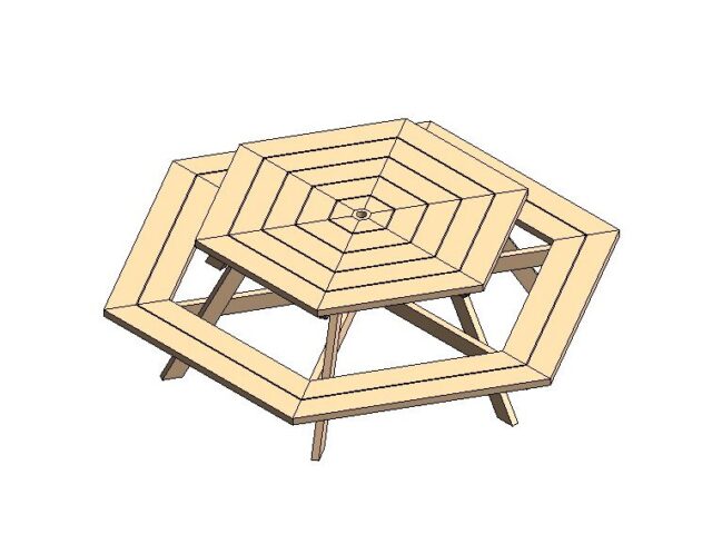 Picnic Table Wood Hexagon