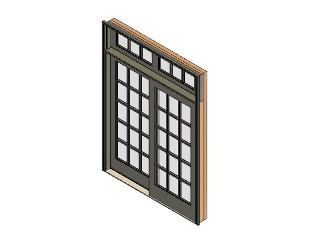 Two Panel Sliding Door with Transom