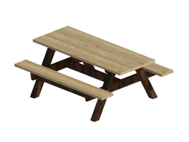 Picnic Table Wood Traditional 6ft