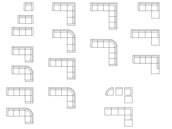 2D Sofa Families Collection Revit Model