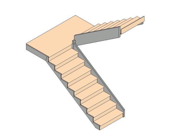 Wood stair with right full stringer